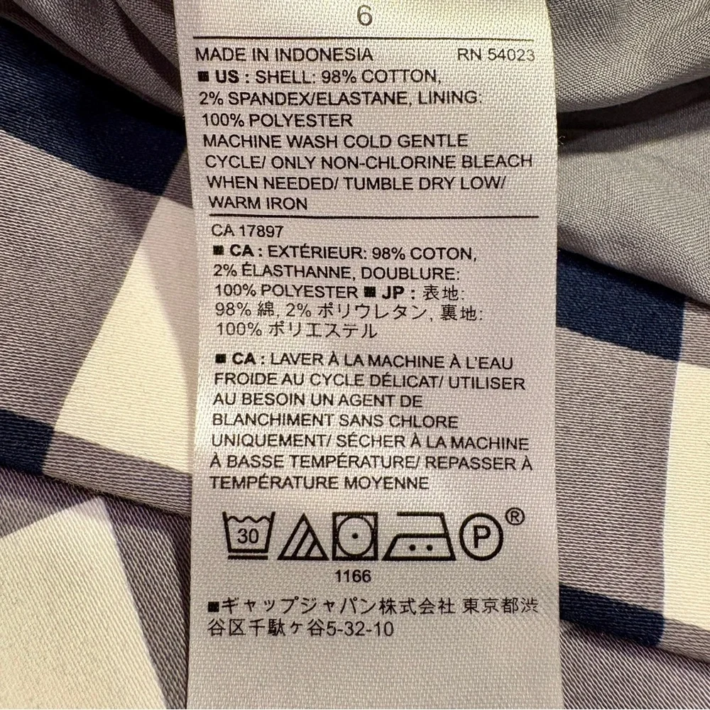 Banana Republic Navy and White Gingham Midi Skirt Size 6 - Picture 9 of 10